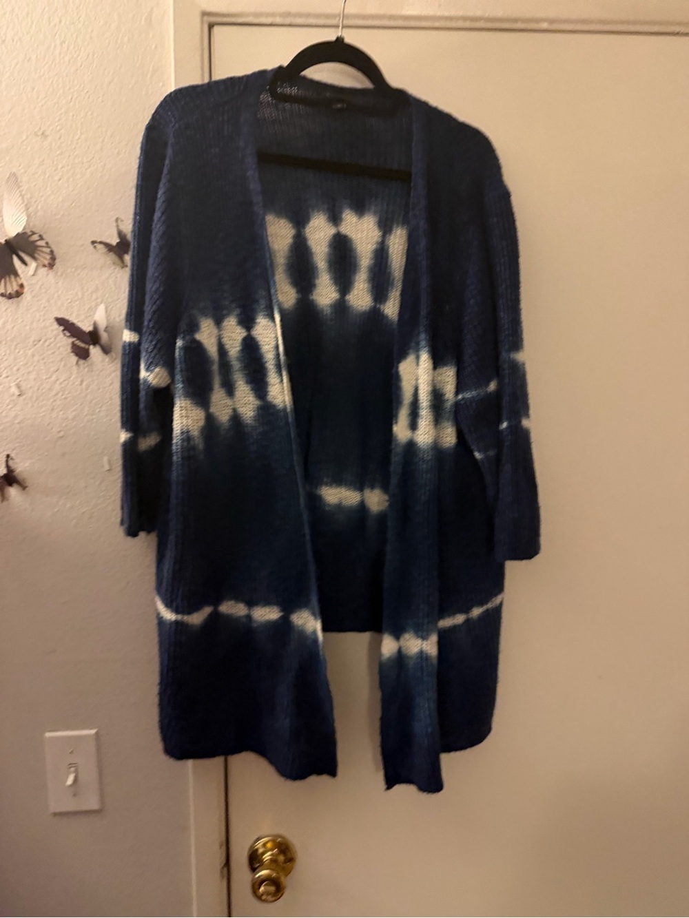 torrid Blue and White Tie-Dye Open Cardigan